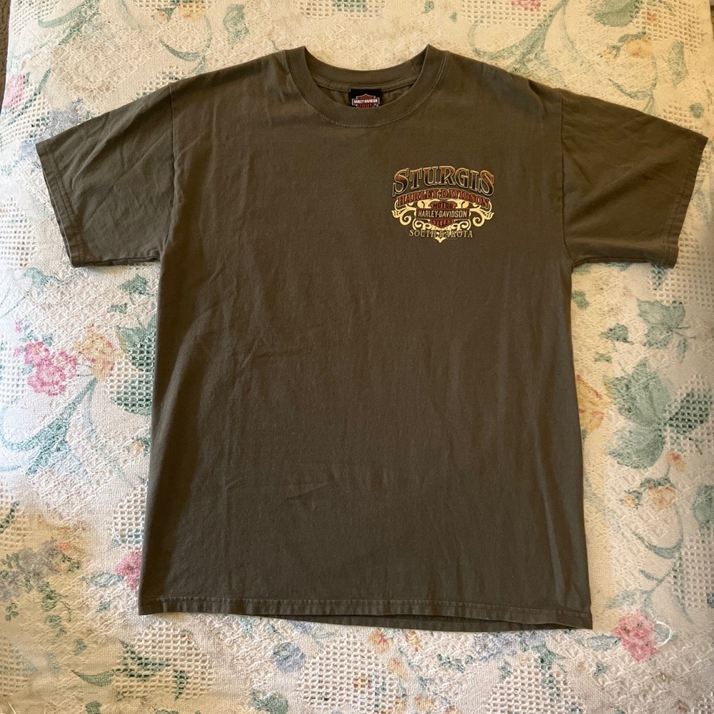 Harley-Davidson Sturgis Mount Rushmore Graphic 100% Cotton TShirt Olive Green M